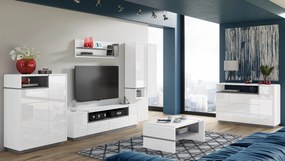 Mazzoni Set de mobilier FOLK Luciu Alb/Mat + Beton Millenium - MOBILIER MODERN PENTRU CAMERA DE ZI CU COMODĂ MARE TV