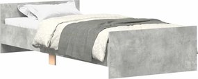 vidaXL Cadru de pat, gri beton, 90x190 cm, lemn prelucrat