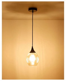 Lustră neagră cu abajur din sticlă ø 14 cm Aspa – Candellux Lighting