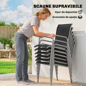 Outsunny Set Grădină 7 Piese: Masă Dreptunghiulară, 6 Scaune Stivuibile | Aosom Romania