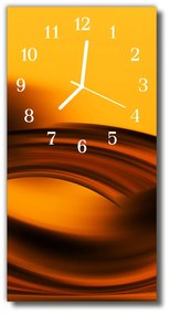 Ceas de perete din sticla vertical Valuri art portocaliu abstract
