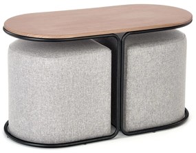 Set masuta cafea si 2 tabureti Pampa nuc/gri