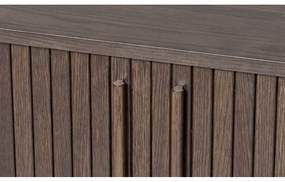 Comodă maro cu aspect de lemn de stejar cu ușă glisantă 140x76x45 cm Meta – Unique Furniture