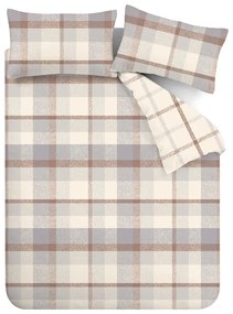 Lenjerie de pat gri/crem din flanelă pentru pat dublu 200x200 cm – Catherine Lansfield