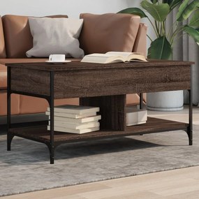 vidaXL Măsuță de cafea stejar maro 100x50x50 cm lemn prelucrat/metal