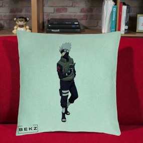 Perna Personalizata Naruto Kakashi Hatake Portret Complet, 40x40 cm, Verde Menta, Husa Detasabila, Perna Inclusa, BEKZ®