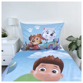 Lenjerie de pat pentru copii albastră din bumbac pentru pat de o persoană 140x200 cm Paw Patrol – Jerry Fabrics