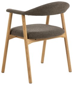 MAZZONI EXPORT ADELE Maro Taupe (țesătură Monza 40)/cadru Stejar Natural - SCAUN DIN LEMN BOUCLÉ PENTRU SALON SUFRAGERIE BUCĂTĂRIE RETRO