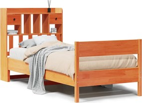 vidaXL Pat bibliotecă fără saltea maro ceruit 75x190 cm lemn masiv pin