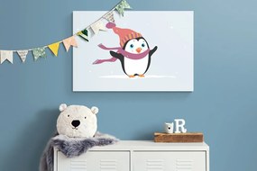 Tablou pinguin drăguț cu pălărie
