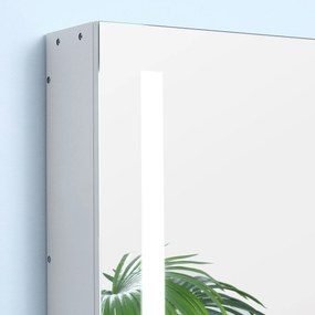 kleankin Oglindă de perete cu LED-uri pentru baie, 2 uși și 3 niveluri, 70 x 15 x 65 cm, alb | Aosom Romania