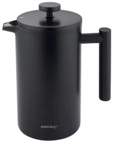 Presă franceză pentru cafea/ceai Kinghoff KH 1996, 1 l, Oțel inoxidabil, Pereți dubli, Negru