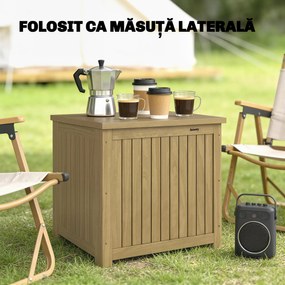 Outsunny Bancă de Exterior 130L, Capac, Cutie Lemn cu Balamale și Curea | Aosom Romania