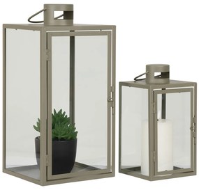 Felinare decorative Corfu, metal/vidră, verde, set de 2