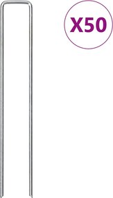 vidaXL Țăruși de pământ în formă de U 50 buc. 20x4 cm oțel galvanizat