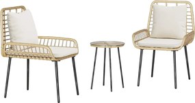 vidaXL Set de masă pentru grădină 3 pcs Maro și Crem poliratan