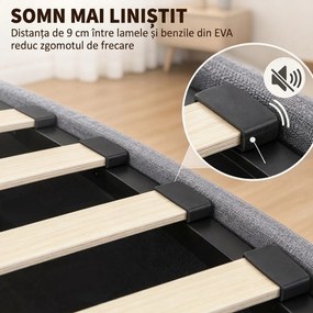 HOMCOM Pat cu ladă 140 x 190 cm, tapițat cu aspect de in, gri închis | Aosom Romania