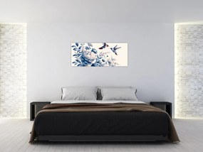 Tablou - Colibri deasupra florii (120x50 cm)