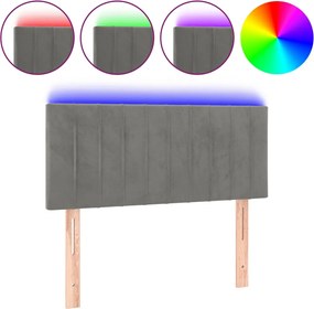vidaXL Tăblie de pat cu LED, gri deschis, 100x5x78/88 cm, catifea