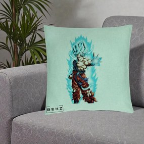 Perna Personalizata Dragon Ball Goku Ultra Instinct Blue, 40x40 cm, Verde Menta, Husa Detasabila, Perna Inclusa, BEKZ®