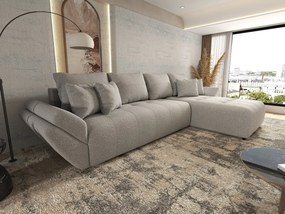 Colțar extensibil dumonde cu ladă de depozitare si sezut confortabil din spuma high-density, Berlin XL Euphoria Dove 350x185 cm II
