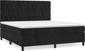 vidaXL Pat box spring cu saltea, negru, 160x200 cm, catifea