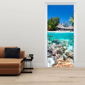 Fototapet pentru ușă - Plajă pe insulă tropicală (95x205cm)