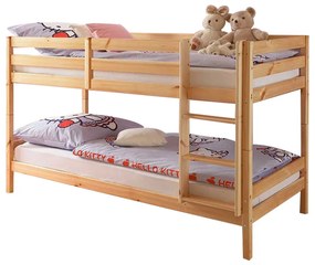 PAT ETAJAT CU SCARA BAMBINO,97X207X140 (2X90X200) CM,CULOARE PIN,LEMN MASIV