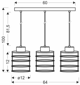 Lustră pe cablu GLOB 3xE27/40W/230V neagră