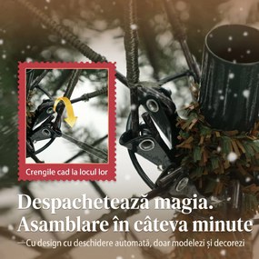 HOMCOM Brad de Crăciun Artificial 210 cm cu 2641 Ramuri Ignifuge, Brad de Crăciun Artificial Dens și Realist cu Bază Metalică Pliabilă, Asamblare Ușoară, pentru Casă și Spații Interioare, Verde | Aosom Romania