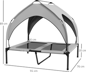 PawHut Pat pentru câini cu acoperiș, respirabil, rezistent la apă, până la 30 kg, 91 x 76 x 89 cm, Gri deschis | Aosom Romania
