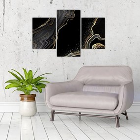 Tablou - Marmură negru - auriu (90x60 cm)