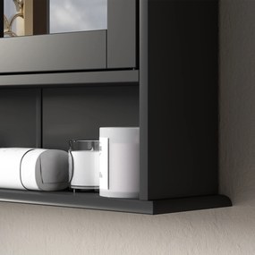 kleankin Dulap de baie cu oglindă Dulap de perete cu 2 uși Raft deschis Raft reglabil 56x13x58cm Negru | Aosom Romania