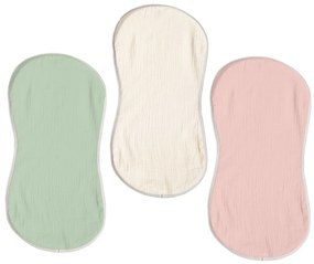 Set 3 protectii antiregurgitare din muselina Kidizi Mint Pink Ivory