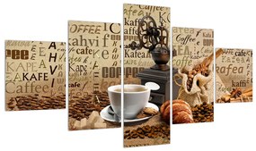 Tablou cu cafea rășniță și croissanți (125x70 cm), în 40 de alte dimensiuni noi