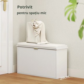 HOMCOM Bancă pentru Pantofi cu Raft Interior Reglabil și Detașabil, 80x26x47.5 cm, Alb și Bej | Aosom Romania