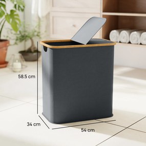 HOMCOM Coș de rufe dublu pliabil 80 l coș pentru rufe murdare cu capac, mânere striate, gri | Aosom Romania