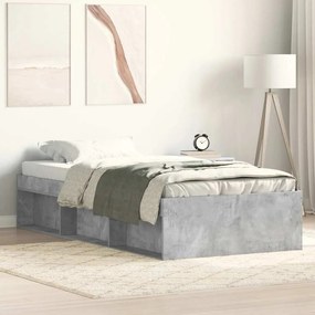 vidaXL Cadru pat, gri beton, 90x190 cm