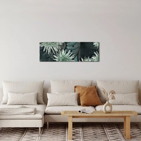 Tablou - Flori verzi (cu ceas) (90x30 cm)