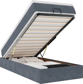 vidaXL Cadru de pat otoman cu saltea Gri închis 80x200cm catifea