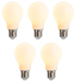Set de 5 becuri LED cu dimmer E27 A60 mat 5W 380lm