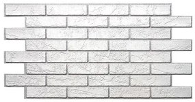 Panou decorativ, PVC, model caramida 3D, alb cenusiu, 96x48.5 cm