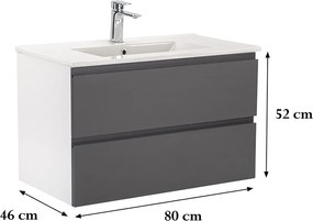Vario Pull 80 dulap de bază cu chiuvetă alb-antracit