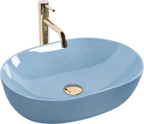 Lavoar pe blat Rea Lisa oval 49 cm albastru lucios