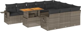 vidaXL Set canapele de grădină cu perne, 11 piese, gri, poliratan