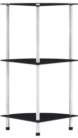 vidaXL Raft cu 3 niveluri, negru, 30 x 30 x 67 cm, sticlă securizată