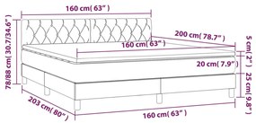 Pat box spring cu saltea, gri inchis, 160x200 cm, catifea Morke gra, 160 x 200 cm, Design cu nasturi