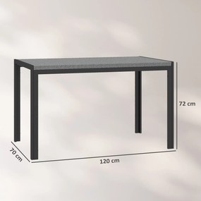 Outsunny Masă de Dining pentru Terasă 120cm, pentru 4 Persoane, Stil Dreptunghiular, Ideală pentru Exterior, Gri | Aosom Romania