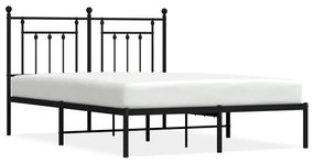 353537 vidaXL Cadru de pat metalic cu tăblie, negru, 140x190 cm