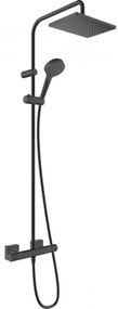 Coloana de dus cu baterie termostatata, Hansgrohe Vernis Shape, negru mat, 26286670